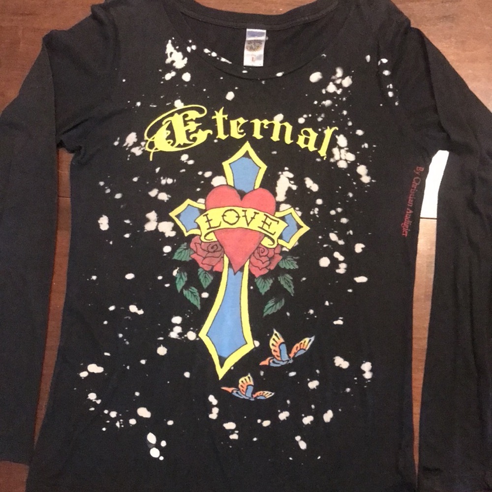 Vintage Ed Hardy womens long sleeve Tee. Size Large, Black, worn once